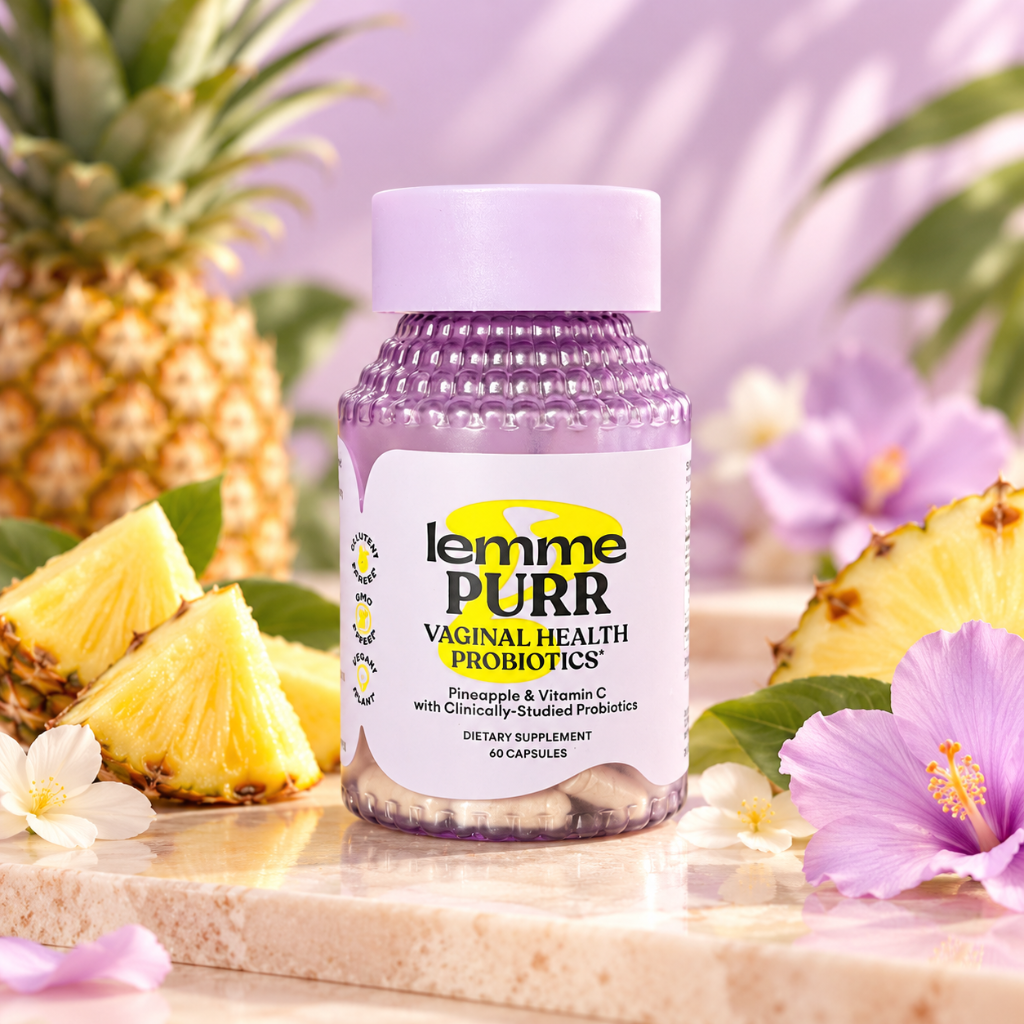Lemme Purr Vaginal Health Probiotics Pineapple & Vitamin C 60 Capsules Dietary Supplement