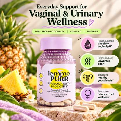 Lemme Purr Vaginal Health Probiotics Pineapple & Vitamin C 60 Capsules Dietary Supplement