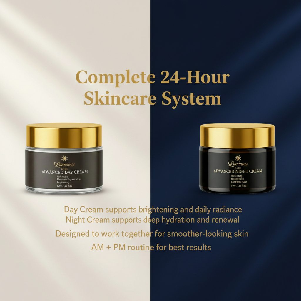 Luminous Care Advanced Anti-Aging Day & Night Cream Set 2×50mL – Hydrating Firming Moisturizer for Wrinkles AM-PM Routine