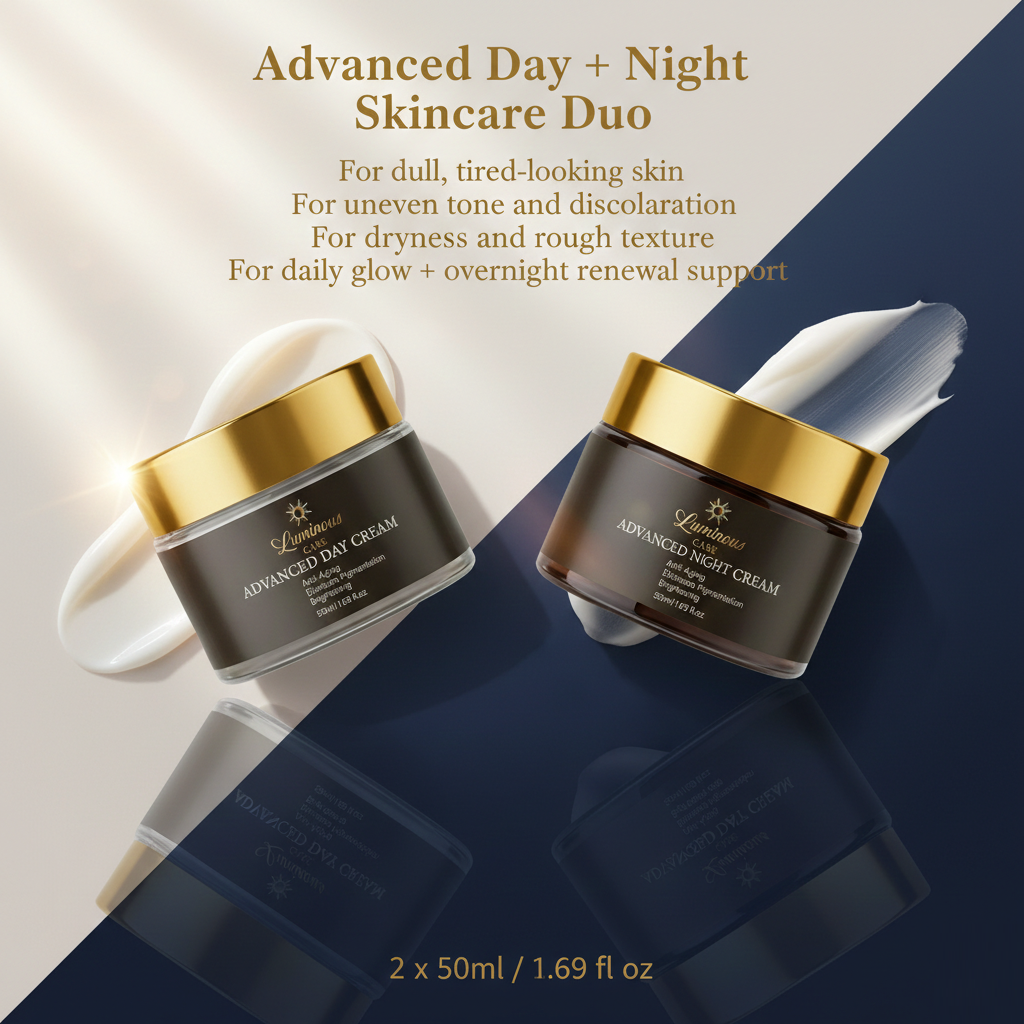Luminous Care Advanced Anti-Aging Day &amp; Night Cream Set 2×50mL – Hydrating Firming Moisturizer for Wrinkles Benefits