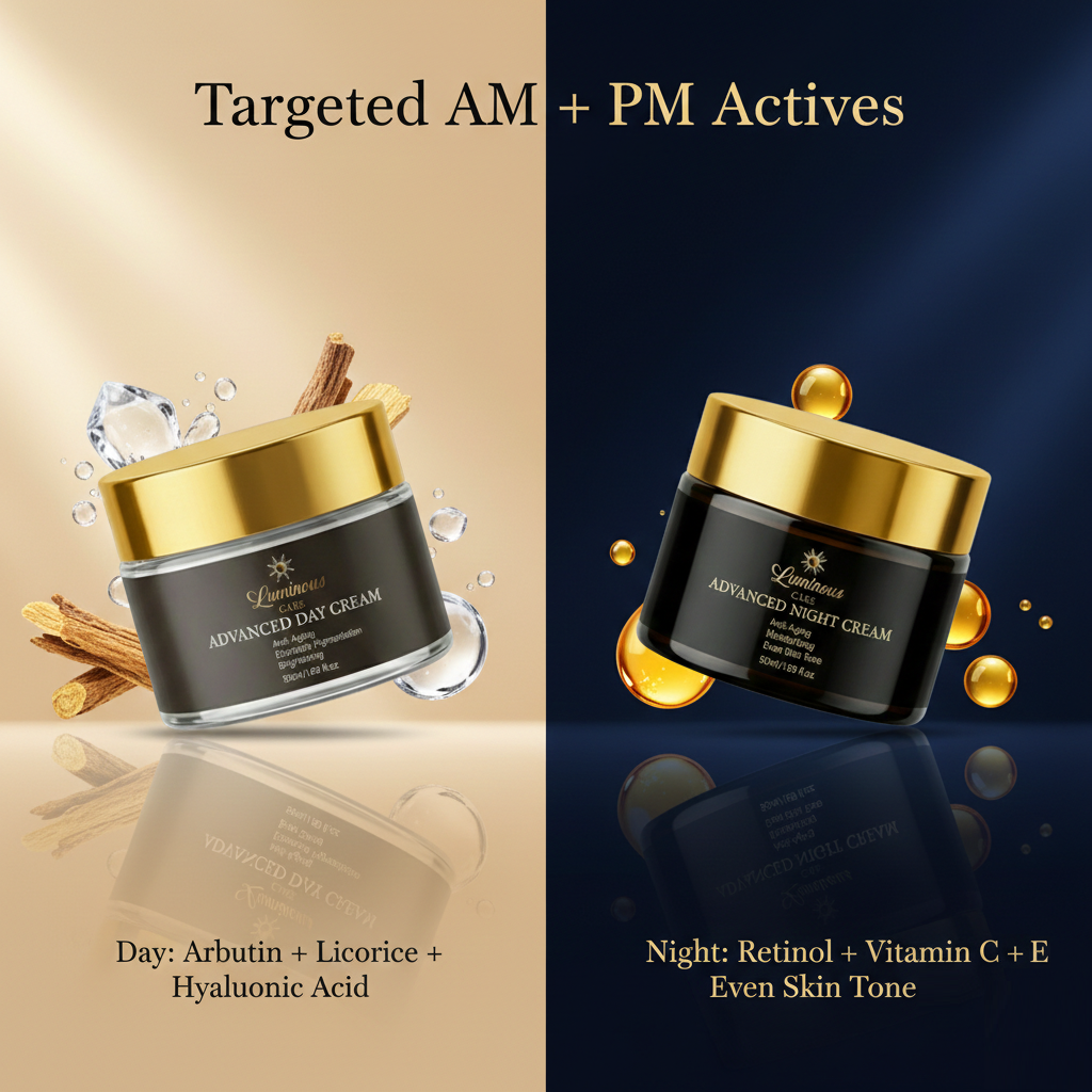Luminous Care Advanced Anti-Aging Day & Night Cream Set 2×50mL – Hydrating Firming Moisturizer for Wrinkles Key Active Ingredients