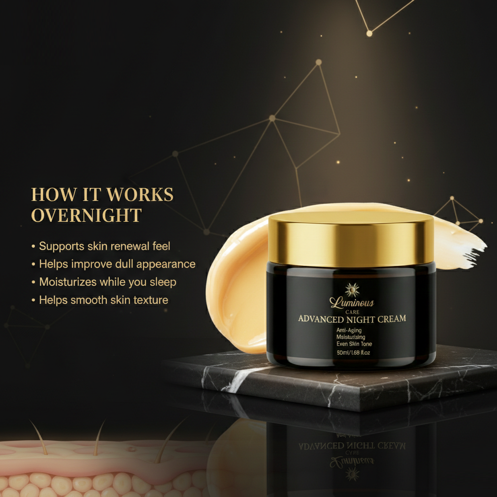 Luminous Care Advanced Anti-Aging Night Cream 50mL – Retinol, Vitamin C &amp; Antioxidant Moisturizer How It Works