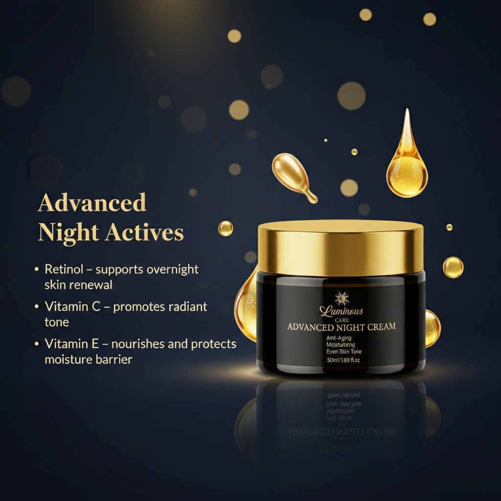 Luminous Care Advanced Anti-Aging Night Cream 50mL – Retinol, Vitamin C & Antioxidant Moisturizer Ingredients