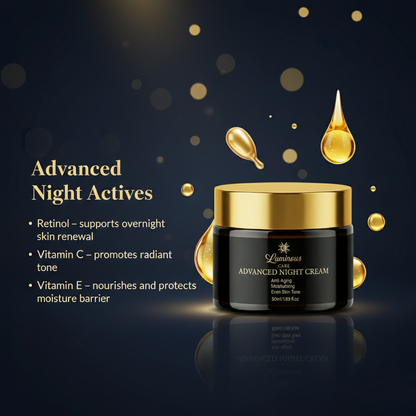 Luminous Care Advanced Anti-Aging Night Cream 50mL – Retinol, Vitamin C & Antioxidant Moisturizer Ingredients