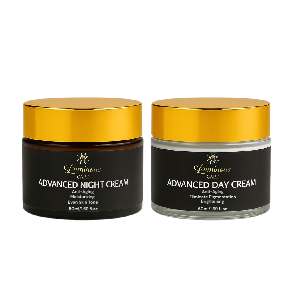 Luminous Care Anti-Aging Day & Night Skincare Cream Duo – 2 Jar Set with Arbutin, Retinol, Hyaluronic Acid & Collagen for Brightening, Hydration, and Wrinkle Reduction – Skincare for All Skin Types