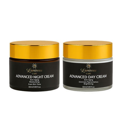 Luminous Care Anti-Aging Day & Night Skincare Cream Duo – 2 Jar Set with Arbutin, Retinol, Hyaluronic Acid & Collagen for Brightening, Hydration, and Wrinkle Reduction – Skincare for All Skin Types