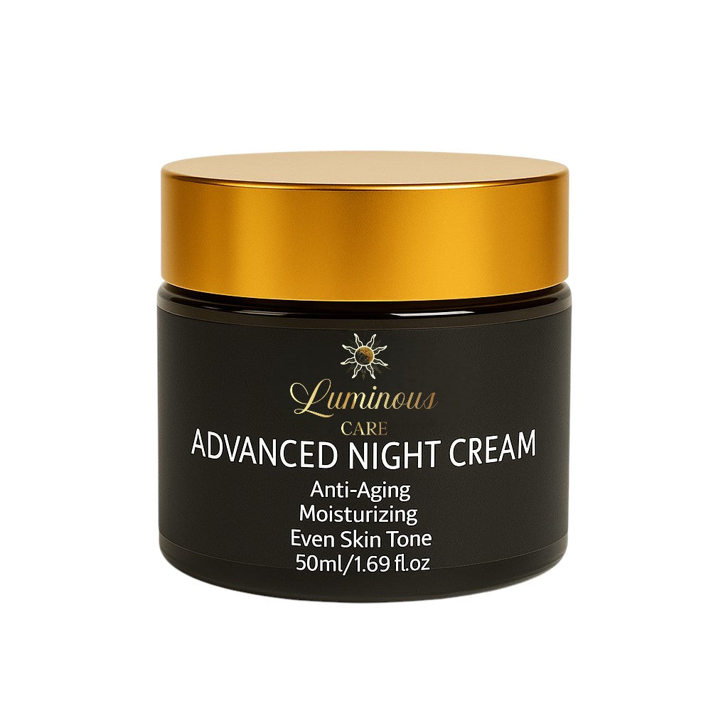 Luminous Care Anti-Aging Advanced Night Cream 50 ml jar with Retinol & Vitamin C for deep hydration, collagen boost, and wrinkle renewal
