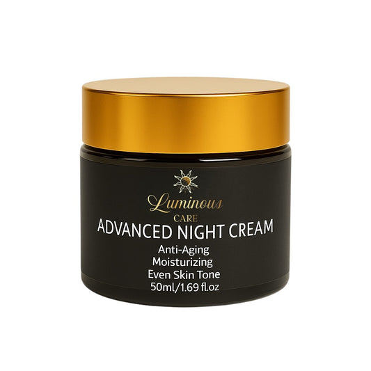 Luminous Care Anti-Aging Advanced Night Cream 50 ml jar with Retinol & Vitamin C for deep hydration, collagen boost, and wrinkle renewal