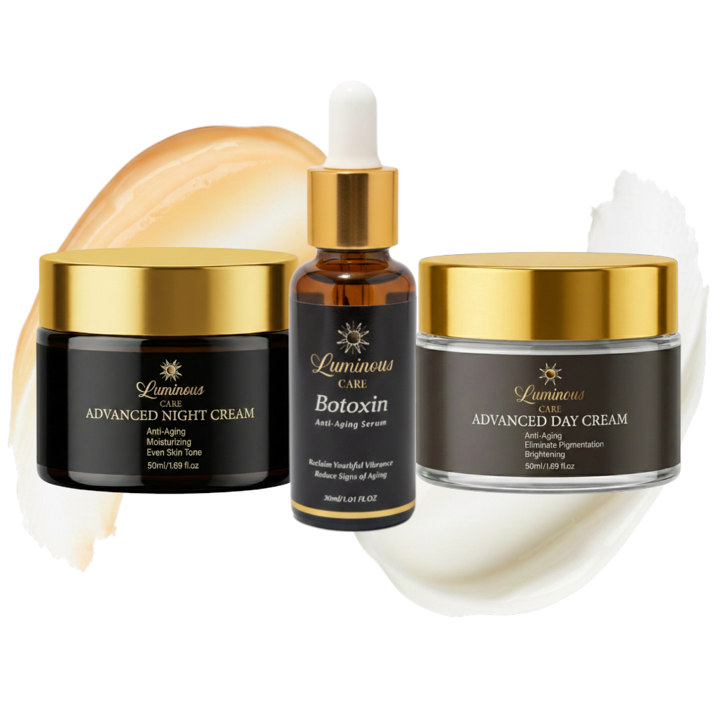 Luminous Care Anti-Aging Skincare Set – Botoxin Face Serum 30mL + Day & Night Cream Set 2×50mL (Retinol, Vitamin C & Peptides) Hero
