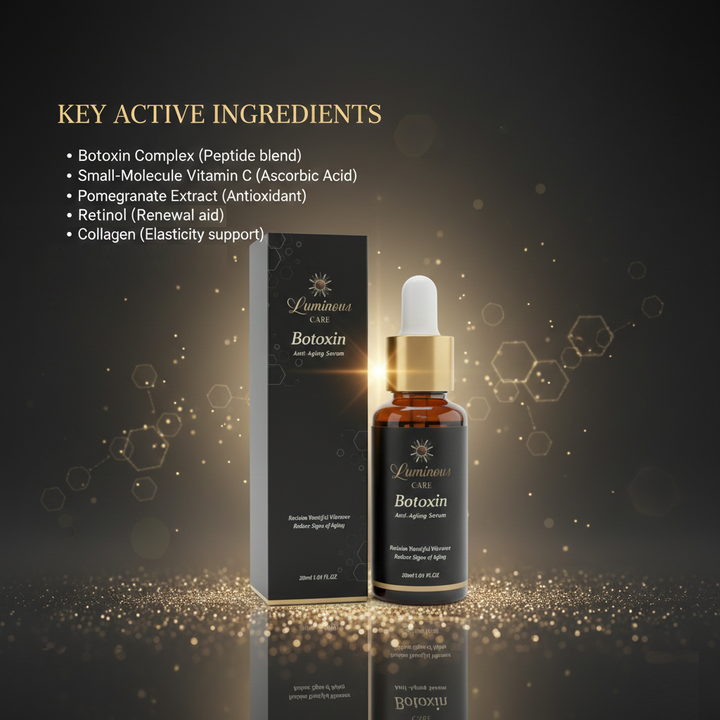 Luminous Care Botoxin Anti-Aging Face Serum 30mL – Peptides, Retinol, Vitamin C &amp; Hyaluronic Acid Ingredients