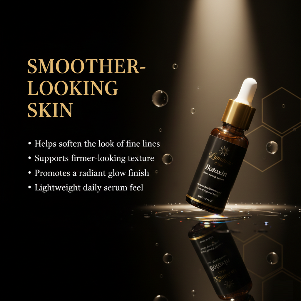 Luminous Care Botoxin Anti-Aging Face Serum 30mL – Peptides, Retinol, Vitamin C & Hyaluronic Acid smother skin