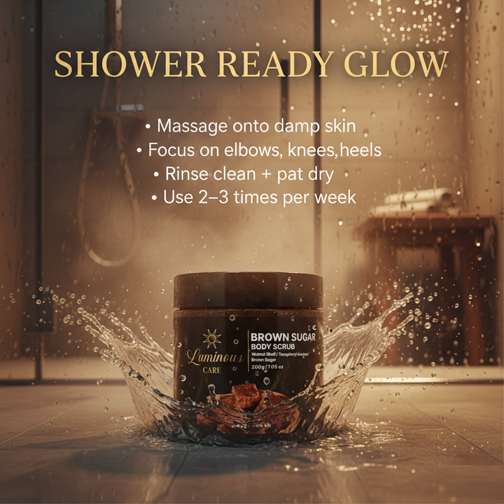 Luminous Care Brown Sugar Body Scrub 200g – Sea Salt &amp; Walnut Shell Exfoliating Scrub Shower