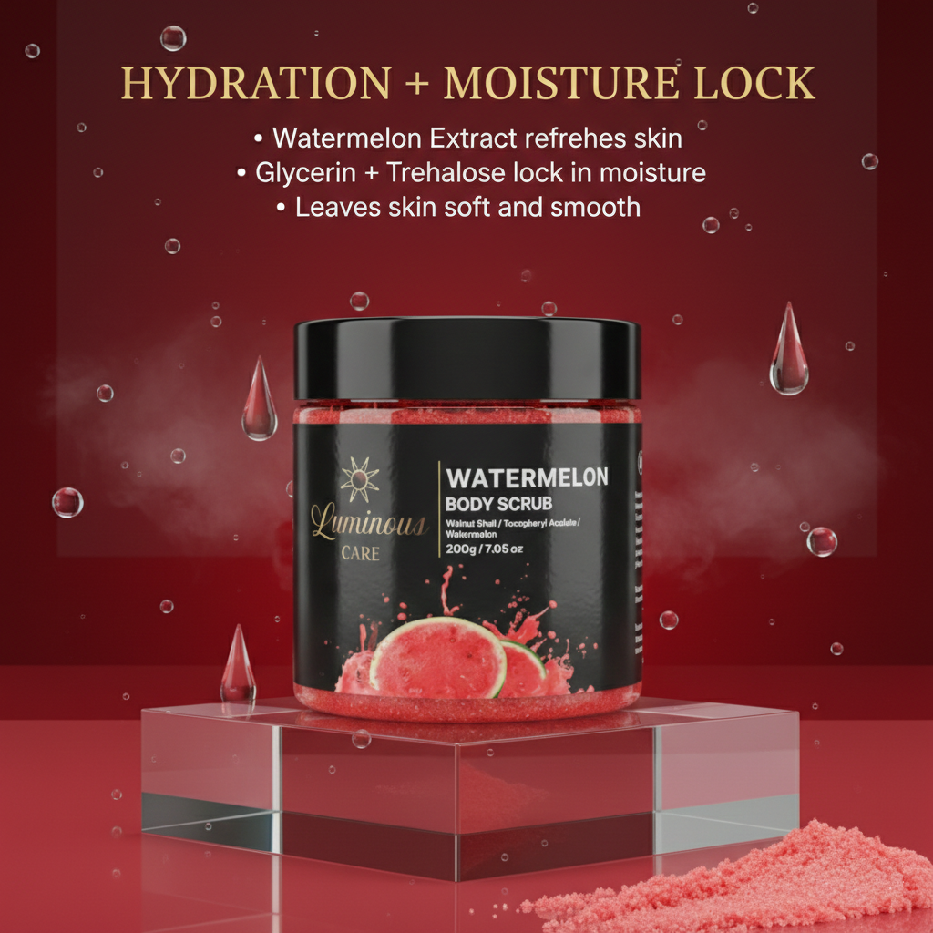 Luminous Care Watermelon Body Scrub 200g – Sea Salt &amp; Walnut Shell Exfoliating Scrub Hydration