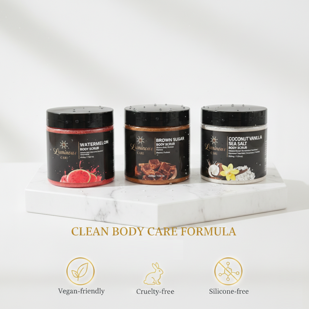 Luminous Care Watermelon Body Scrub 200g – Sea Salt &amp; Walnut Shell Exfoliating Scrub Premium