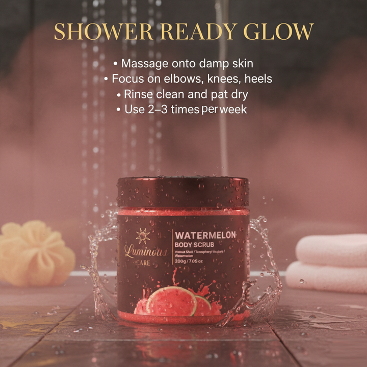 Luminous Care Watermelon Body Scrub 200g – Sea Salt &amp; Walnut Shell Exfoliating Scrub Shower