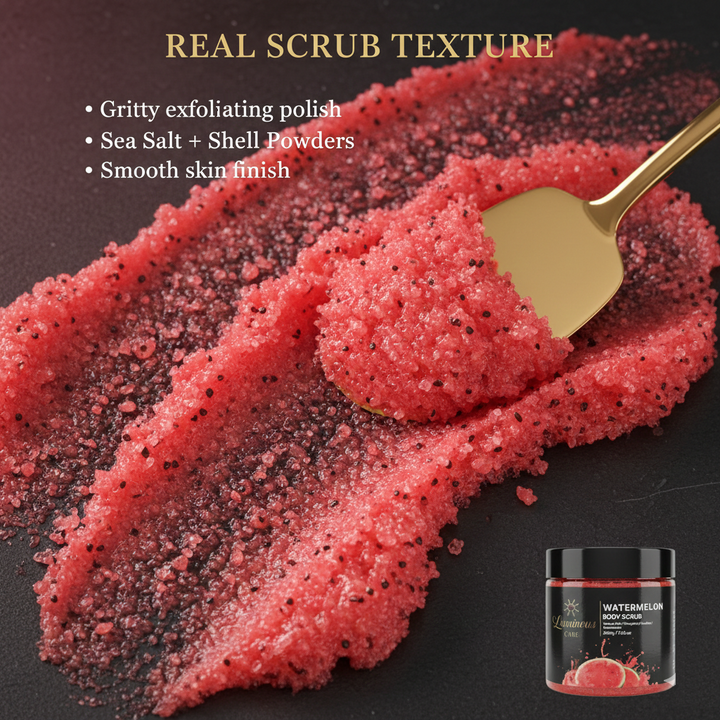 Luminous Care Watermelon Body Scrub 200g – Sea Salt &amp; Walnut Shell Exfoliating Scrub Texture