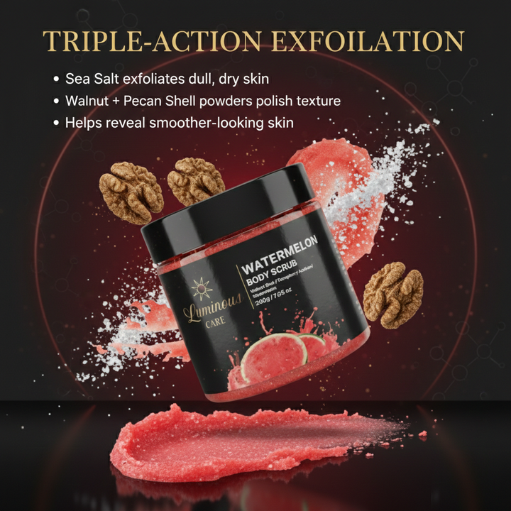 Luminous Care Watermelon Body Scrub 200g – Sea Salt &amp; Walnut Shell Exfoliating Scrub Triple Action