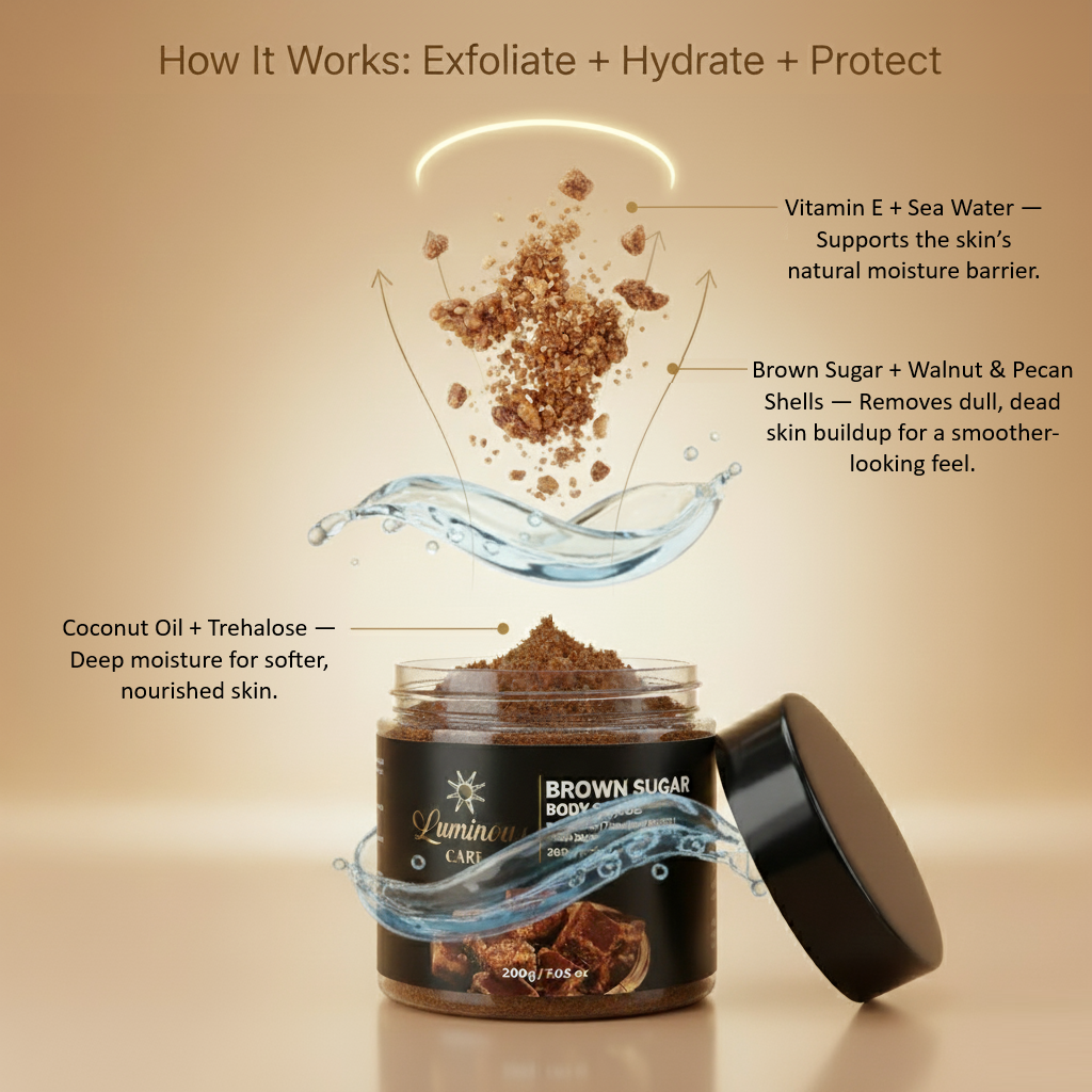 Scrub removes dead skin buildup while hydrating and supporting moisture barrier.