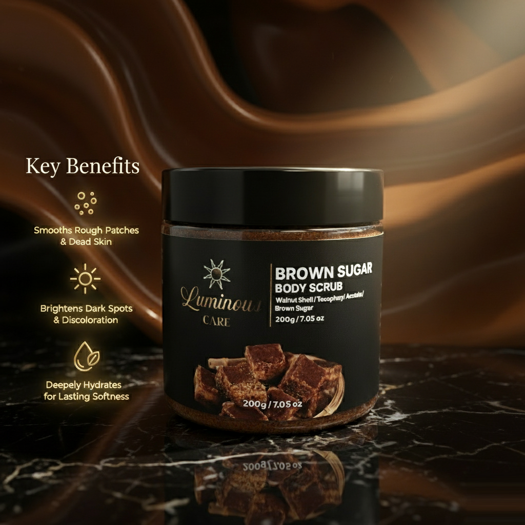 Brown Sugar Body Scrub benefits include brightening, smoothing rough patches, and deep hydration.