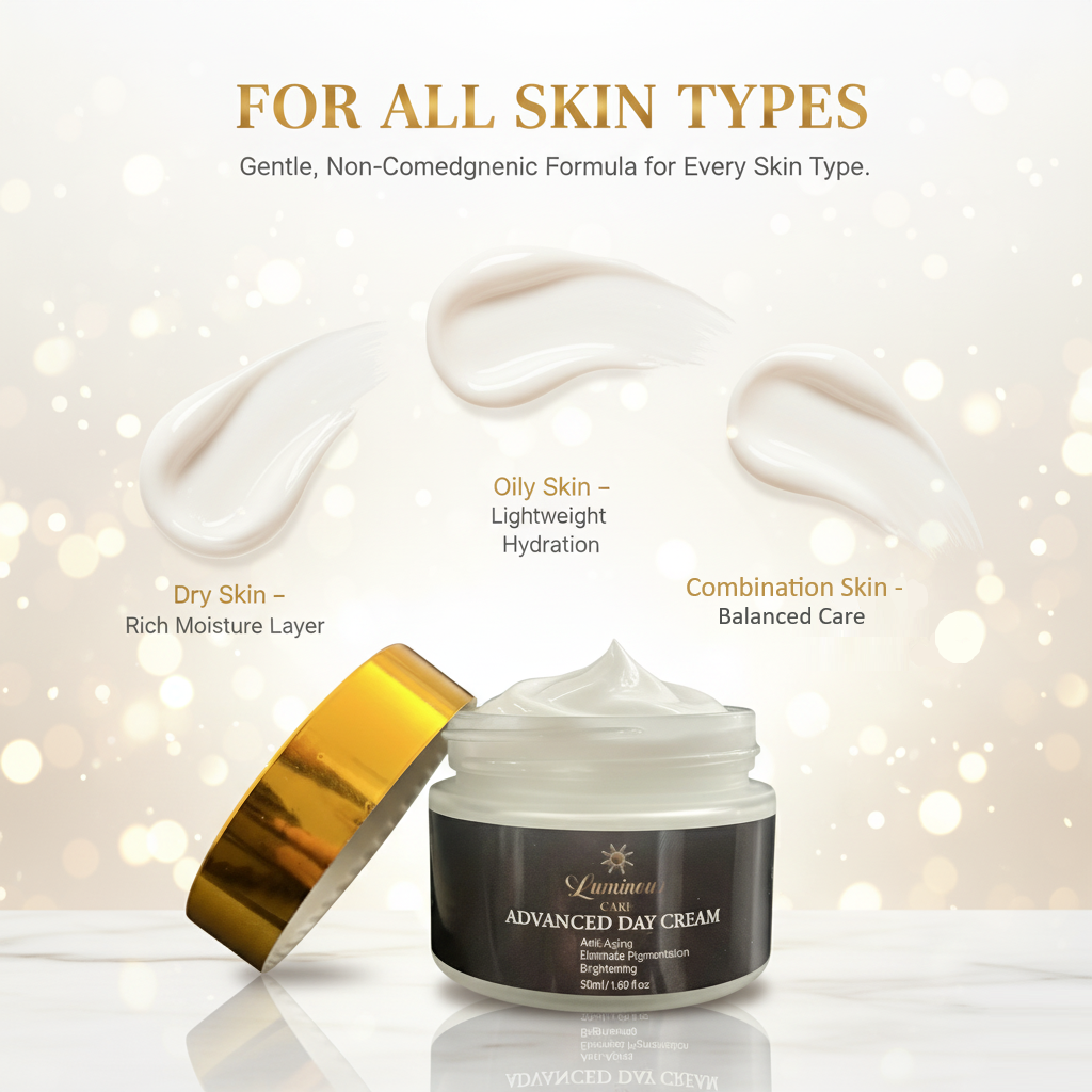Luminous Care Advanced Day Cream suitable for dry, oily, and combination skin types