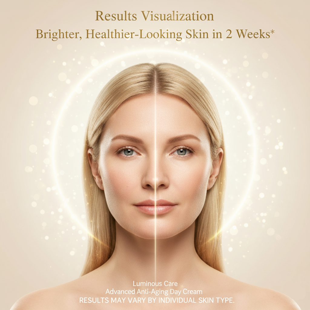 Luminous Care Advanced Day Cream visible skin improvement – brighter, firmer, even complexion after consistent use