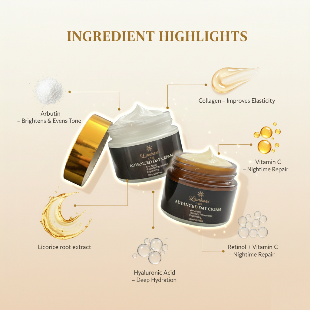 Luminous Care Advanced Anti-Aging Day & Night Skincare Cream 2 x 50ml Jar Duo Set