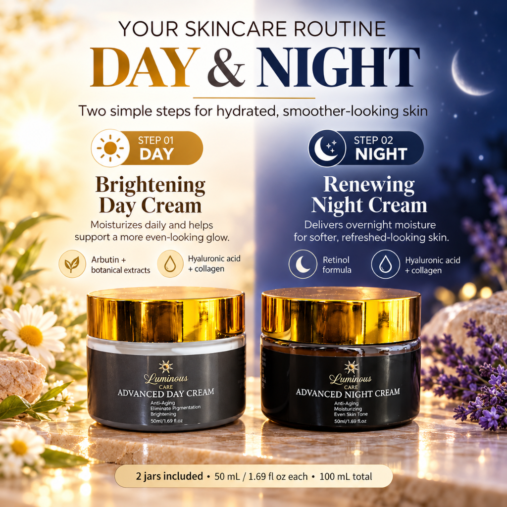 Luminous Care Advanced Day & Night Face Cream Set 2 x 50ml Hydrating Brightening Moisturizer