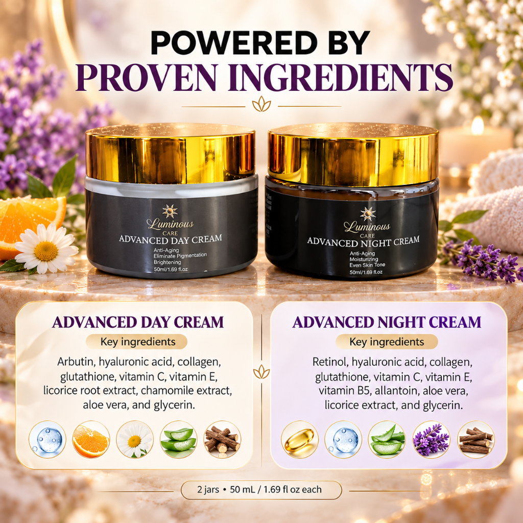 Luminous Care Advanced Day & Night Face Cream Set 2 x 50ml Hydrating Brightening Moisturizer