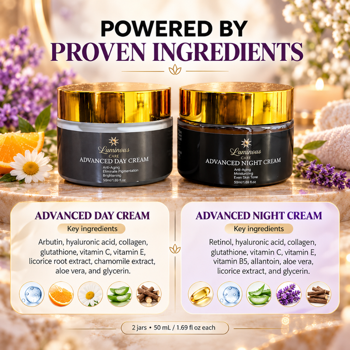 Luminous Care Advanced Day &amp; Night Face Cream Set 2 x 50ml Hydrating Brightening Moisturizer