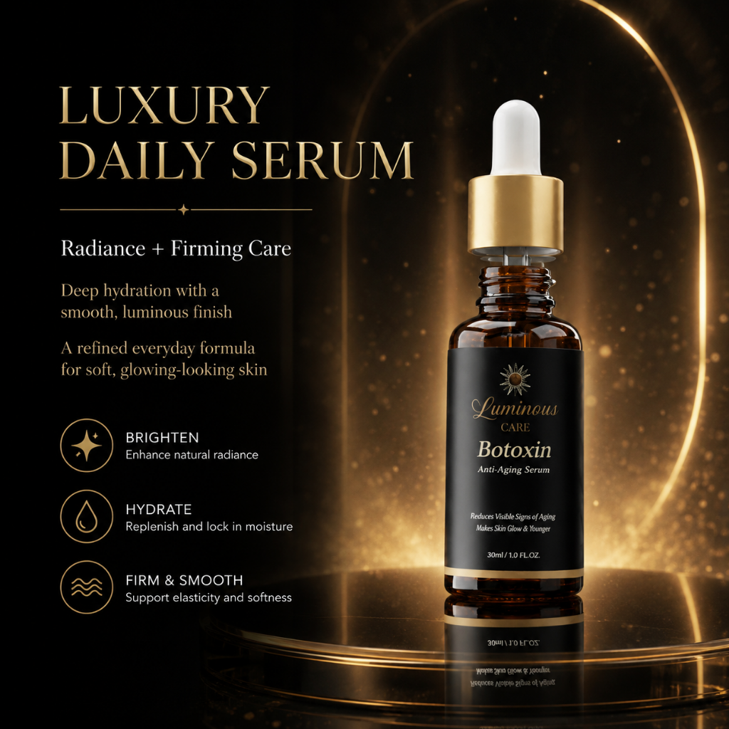 Luminous Care Botoxin Anti-Aging Face Serum 30mL – Peptides, Retinol, Vitamin C &amp; Hyaluronic Acid