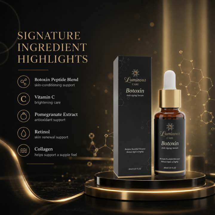 Luminous Care Botoxin Anti-Aging Face Serum 30mL – Peptides, Retinol, Vitamin C &amp; Hyaluronic Acid