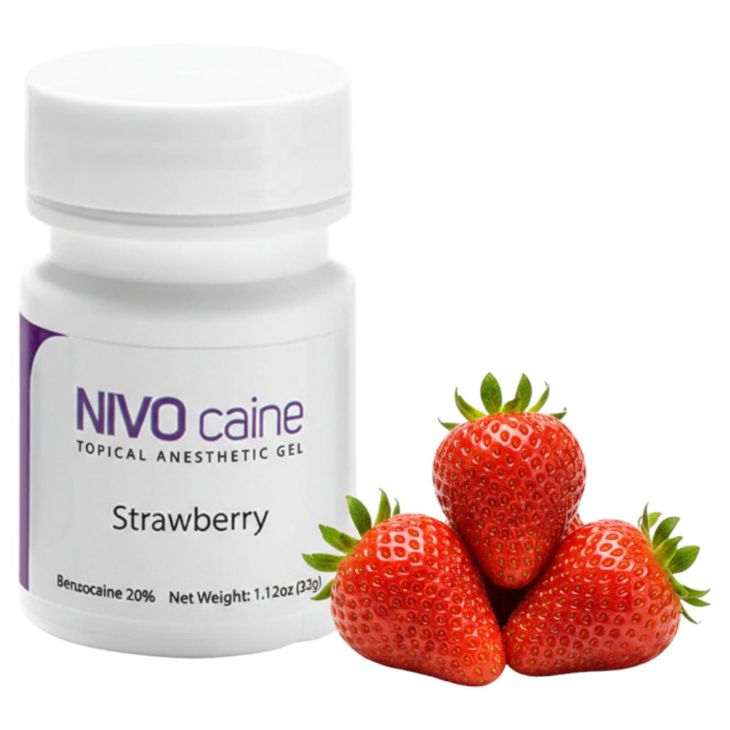 NIVO-Caine Dental Topical Anesthetic Gel Strawberry 20% Benzocaine 1oz Jar