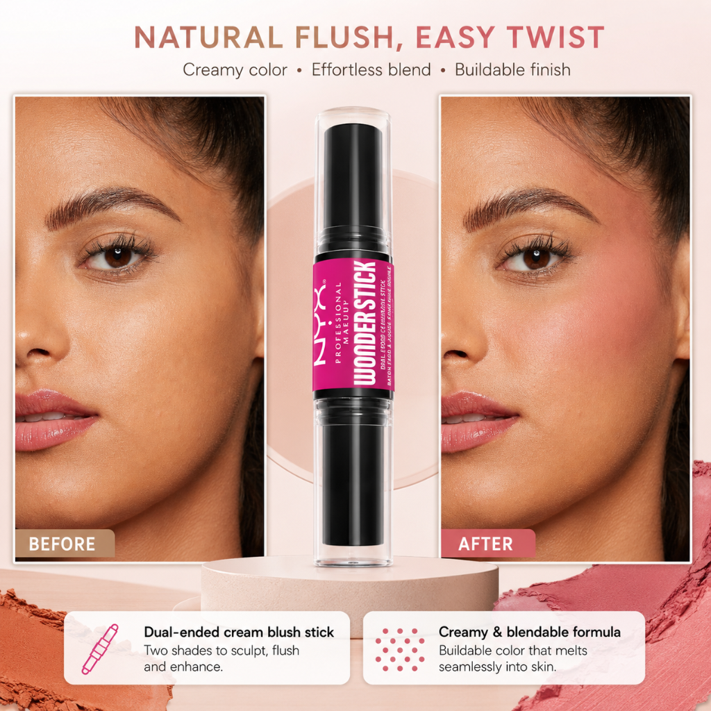 NYX Professional Makeup Wonder Stick Cream Blush Duo Honey Orange Rose WSB02