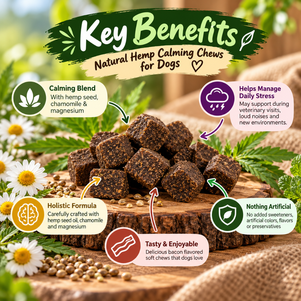 Only Natural Pet Hemp Calming Support Soft Chews for Dogs – 60 Count