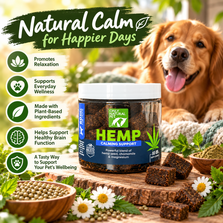 Only Natural Pet Hemp Calming Support Soft Chews for Dogs – 60 Count