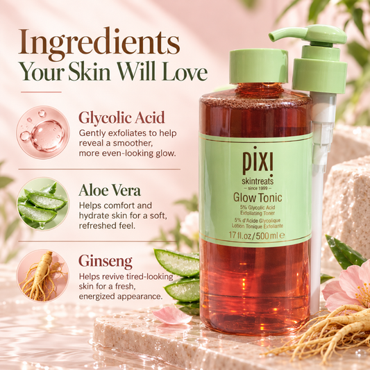 Pixi Glow Tonic 5% Glycolic Acid Exfoliating Toner 500ml / 17 fl oz