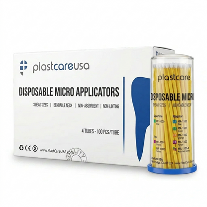 PlastCare USA Disposable Micro Applicators Fine 1.5mm Yellow 400 Count Applicator Brushes