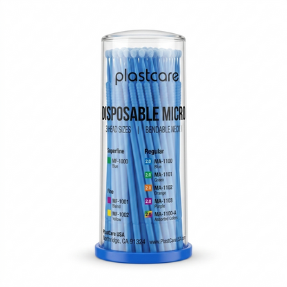 PlastCare USA Disposable Micro Applicators Regular 2.0mm Blue 100 Count Applicator Brushes