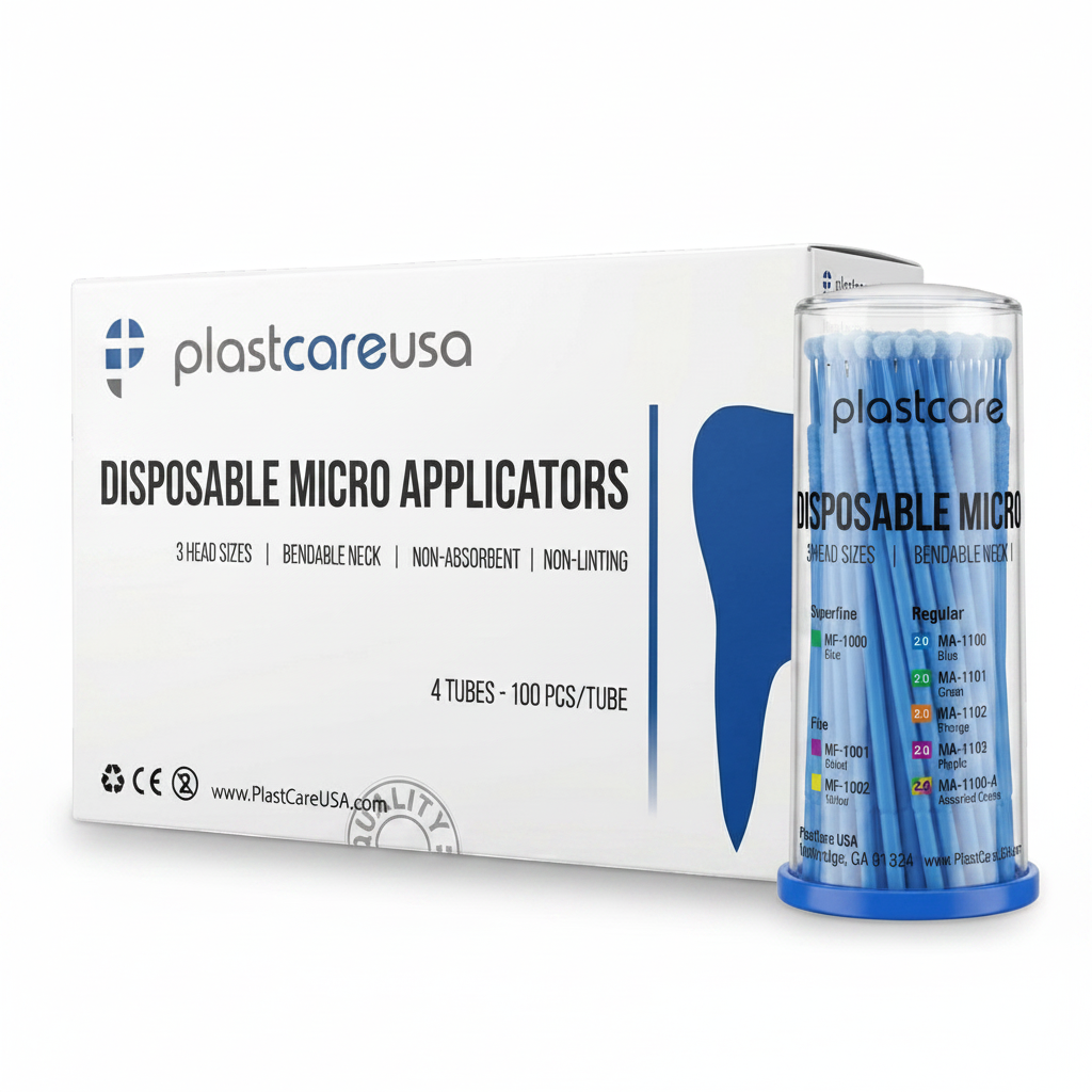 PlastCare USA Disposable Micro Applicators Regular 2.0mm Blue 400 Count Applicator Brushes