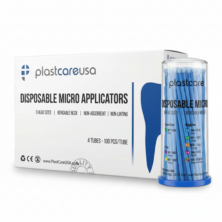 PlastCare USA Disposable Micro Applicators Regular 2.0mm Blue 400 Count Applicator Brushes