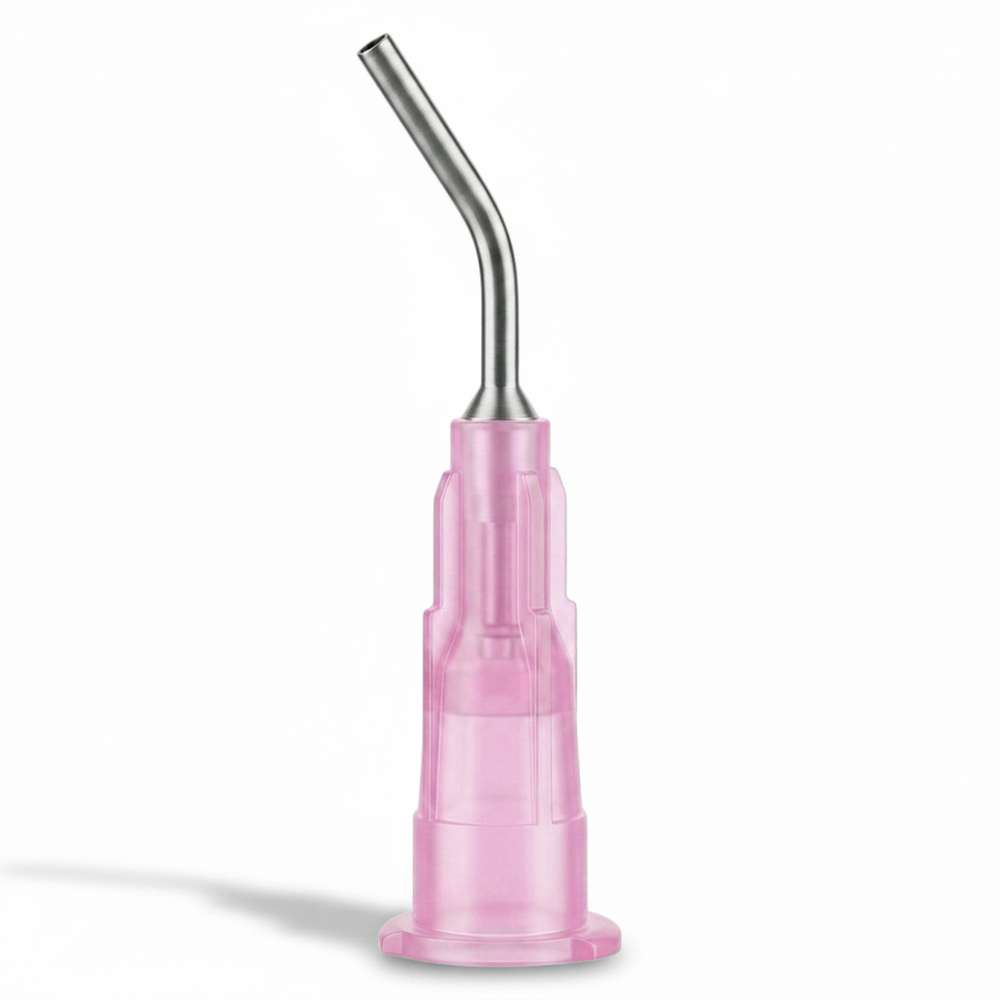 PlastCare USA Pre-Bent Dispensing Tips 18 Gauge 1.2mm Pink 