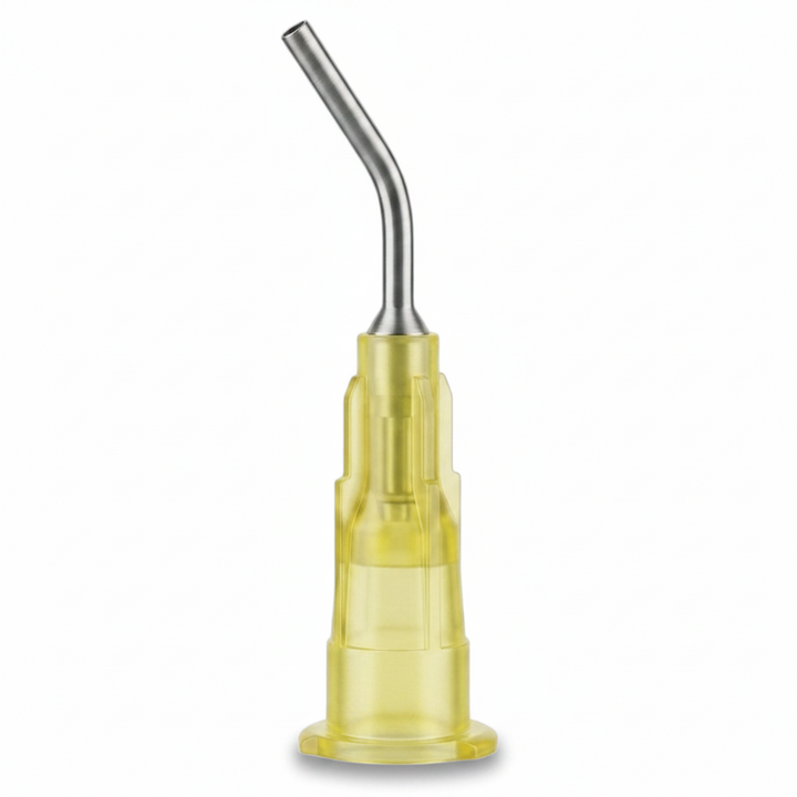 PlastCare USA Pre-Bent Dispensing Tips 19 Gauge 1.1mm Yellow 