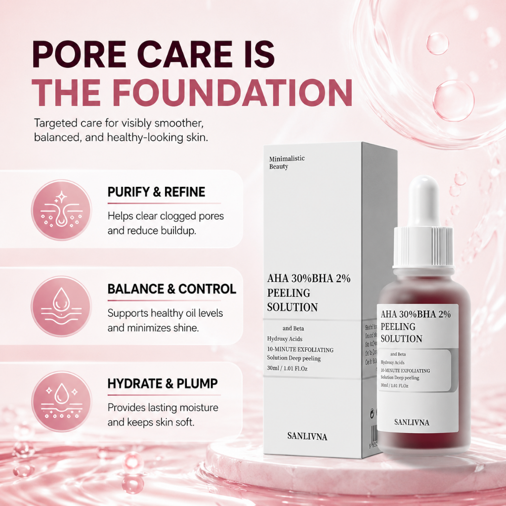 SANLIVNA AHA 30% BHA 2% Exfoliating Face Serum Salicylic Glycolic Acid 30ml