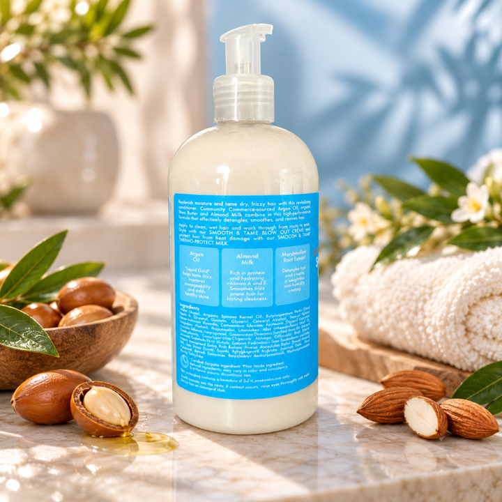SheaMoisture Argan Oil &amp; Almond Milk Smooth &amp; Tame Conditioner 384ml for Frizzy Hair