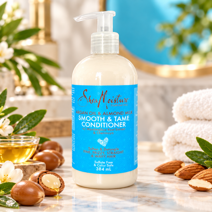 SheaMoisture Argan Oil &amp; Almond Milk Smooth &amp; Tame Conditioner 384ml for Frizzy Hair
