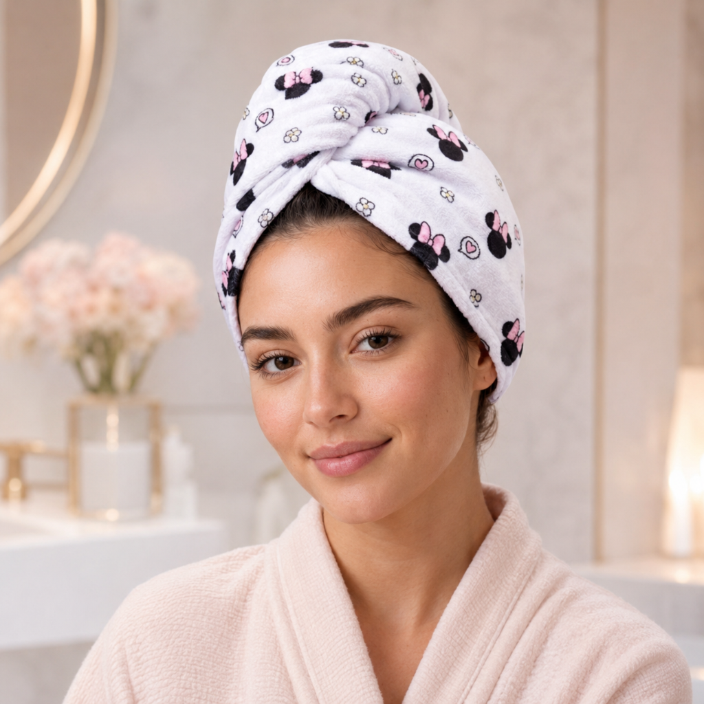 The Crème Shop Disney Minnie Mouse Microfiber Hair Towel Turban New