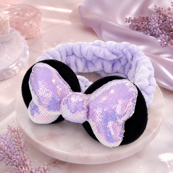 The Crème Shop Disney Minnie Mouse 3D Teddy Headband Sequin Bow 1 Count