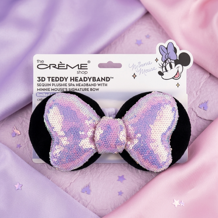 The Crème Shop Disney Minnie Mouse 3D Teddy Headband Sequin Bow 1 Count