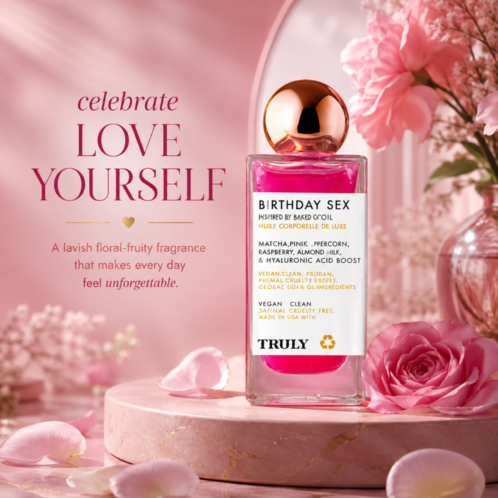 Truly Birthday Sex Luxury Shimmer Body Oil Peptides &amp; Hyaluronic Acid 3.1 fl oz