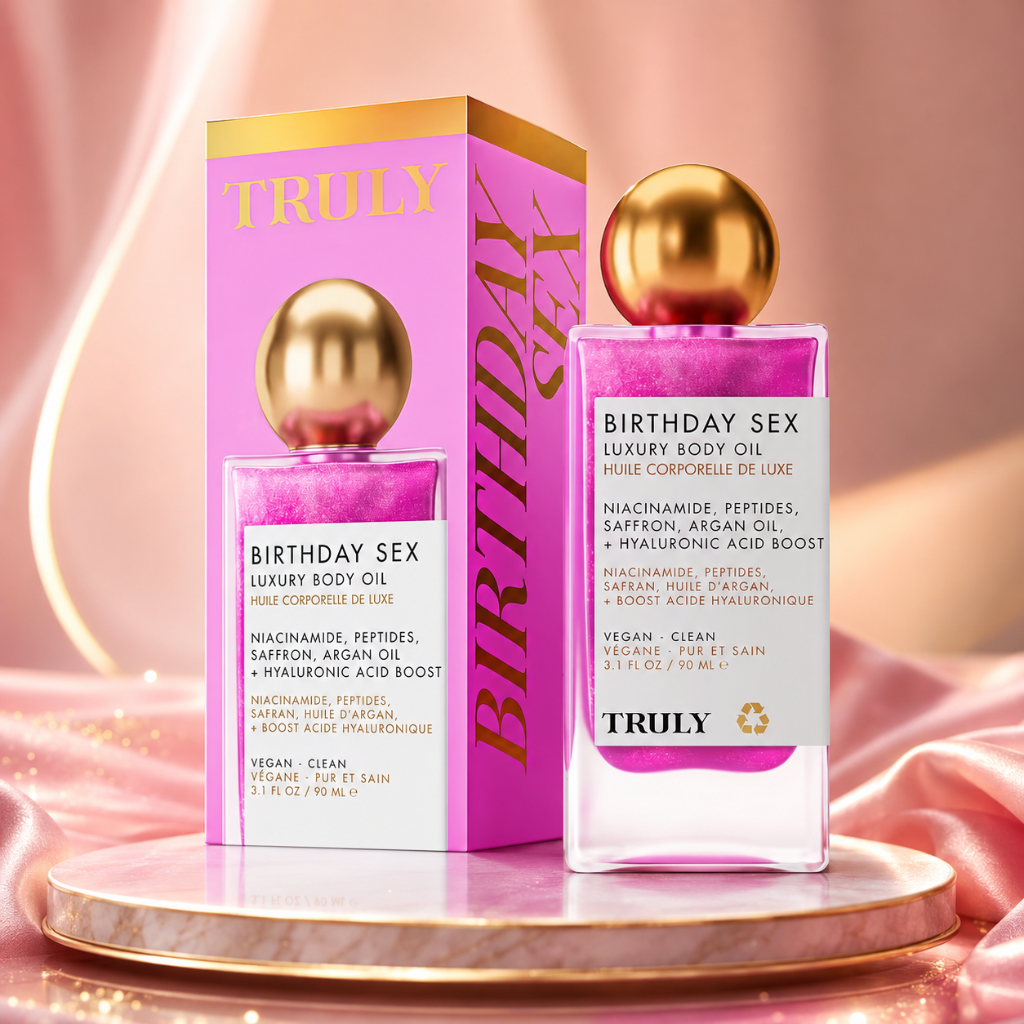Truly Birthday Sex Luxury Shimmer Body Oil Peptides &amp; Hyaluronic Acid 3.1 fl oz